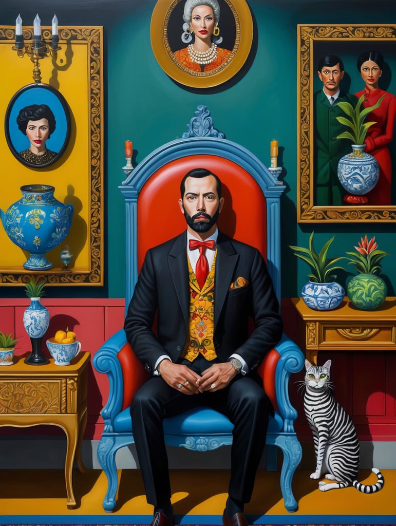 The man who took a debt for a house to death, style of Catherine Nolin, Painting, Acrylic, Oil, Portrait, Interior, USA