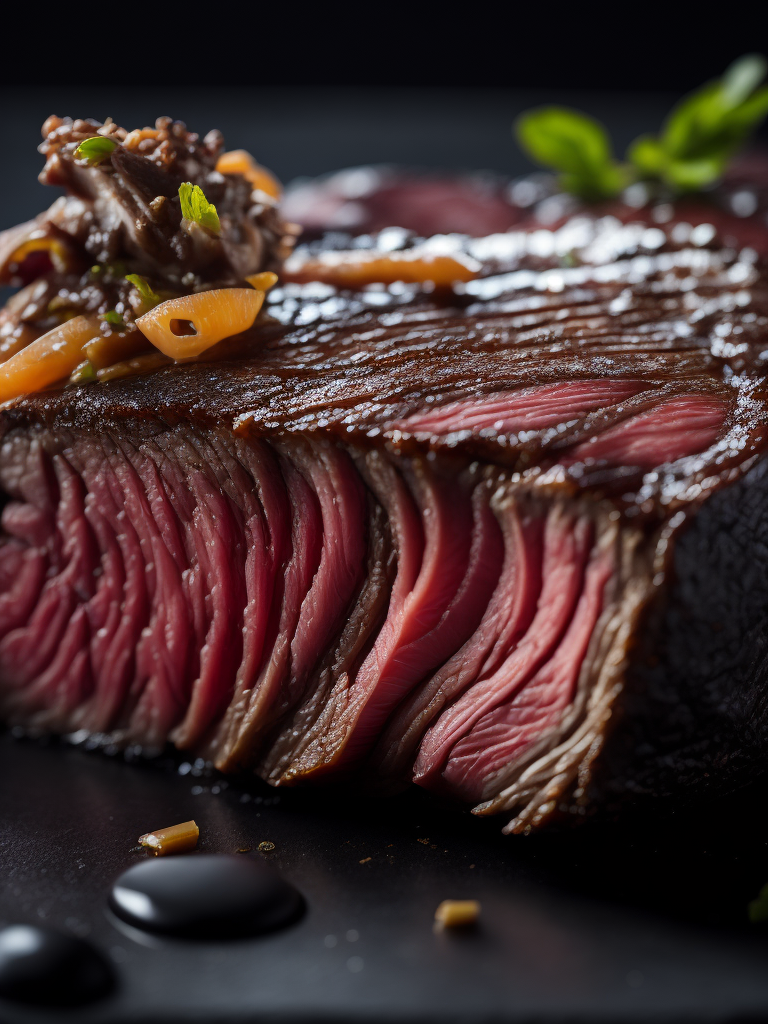 macro photography of a steak