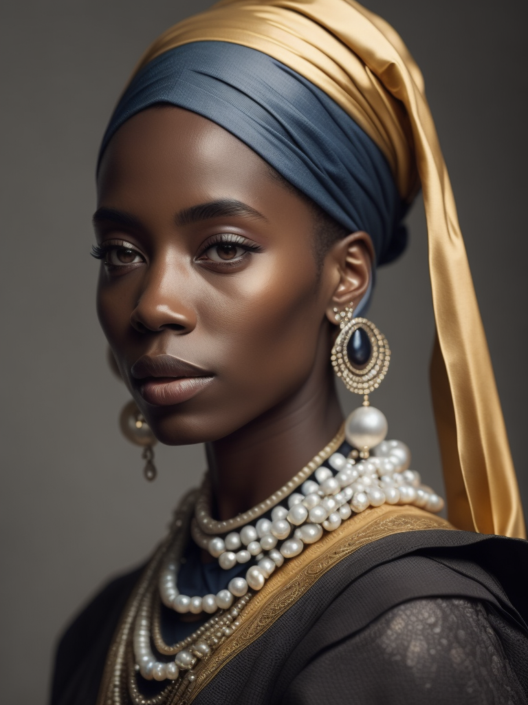 A beautiful African princess with a pearl earring by Johannes Vermeer