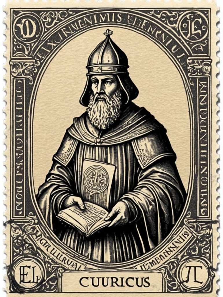 Medieval style stamp ex libris œcumenius