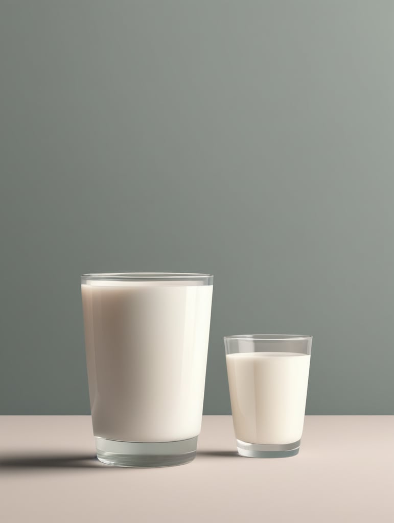 A mockup of a glass of milk.