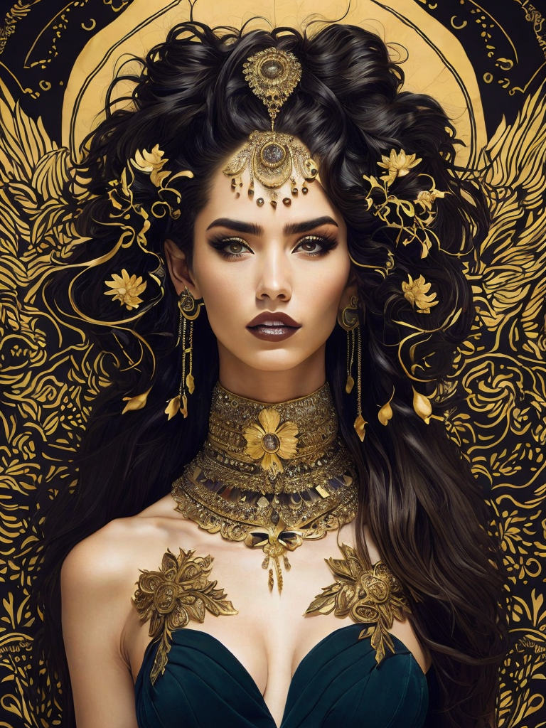 artistry celebrates the essence of contemporary culture through the creation of sublime imagery. Behold an airbrushed composition depicting the Zirckton on the exotic planet Zappi, evoking the spirit of neo-pop surrealism with dazzling golden tones, splendid comic art elements, and fine nouveau style. Witness emotive faces full of elegance and grace that capture the imagination and evoke the deepest of emotions