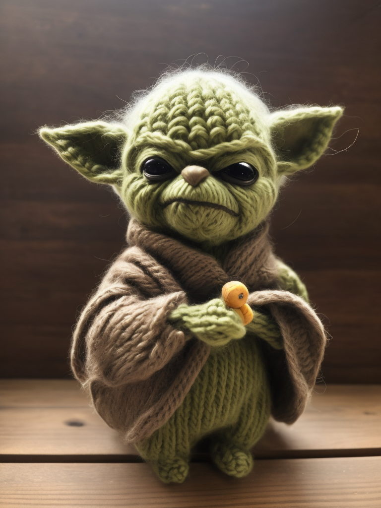 Master Yoda as a knitted toy