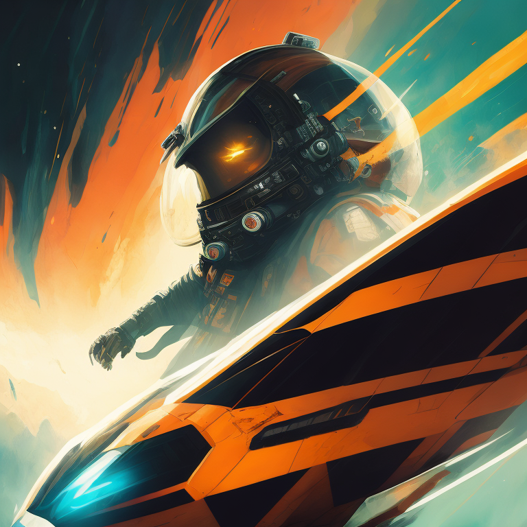 two pilots control the spacecraft at the moment of the hyper jump, composition in the style of retrofuturism and comics