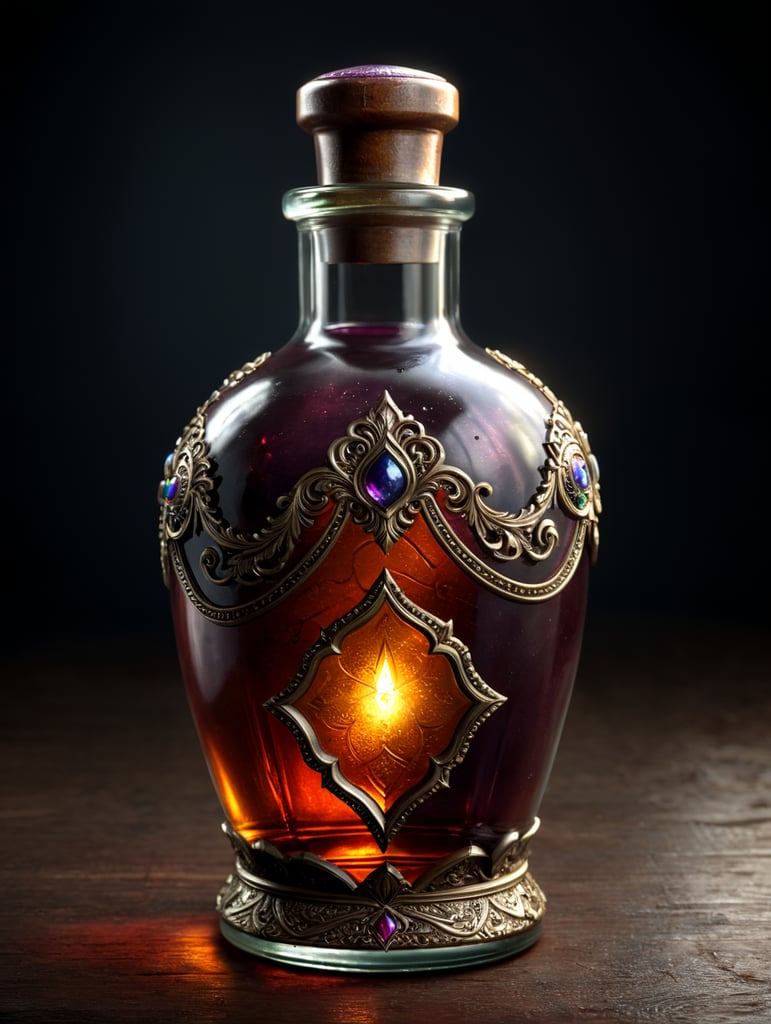 empty magic potion bottle, no background