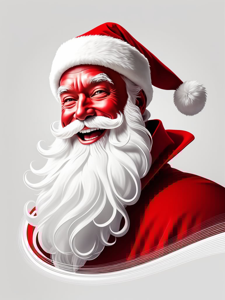 Santa Claus, in the style of simple line art vector comic art on a white background