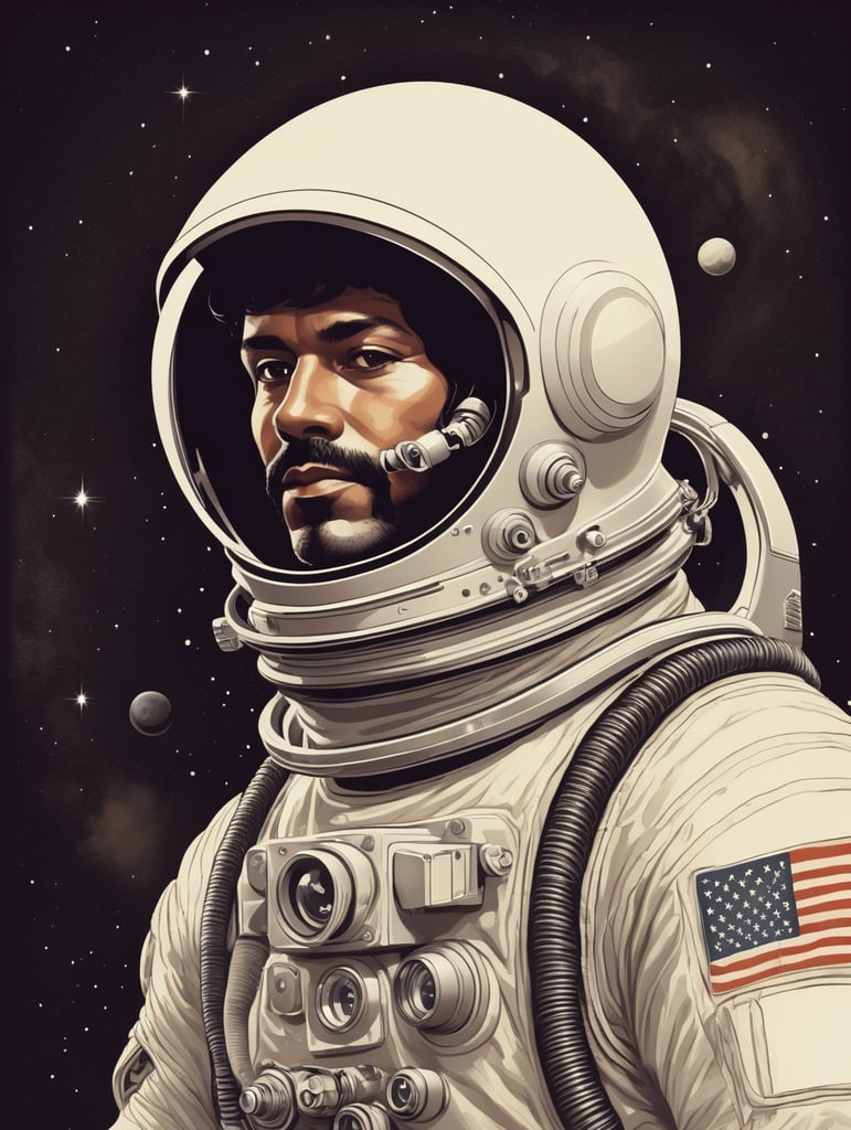 70's illustration of a astronaut