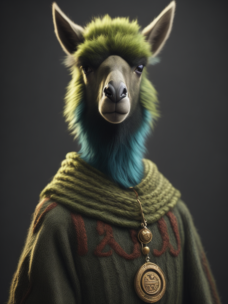 Knitted green lama