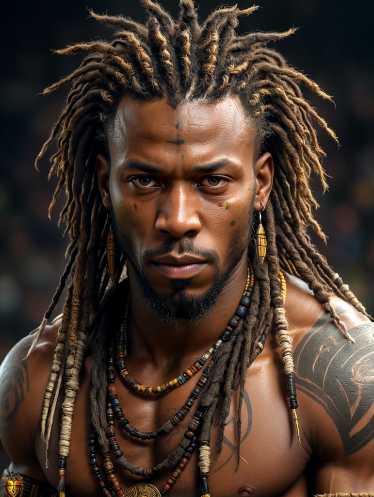 Official portrait of a male african player with dreadlocks