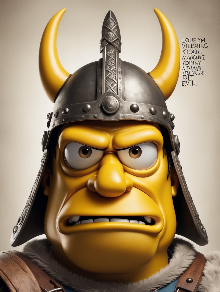 Homer Simpson with a Viking helmet with crazy face and with the Look I’m a Viking