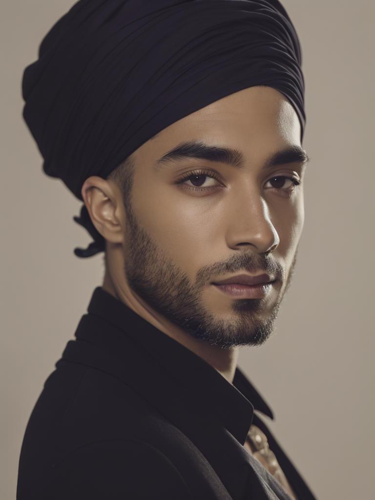 a man in a black dress and a turban