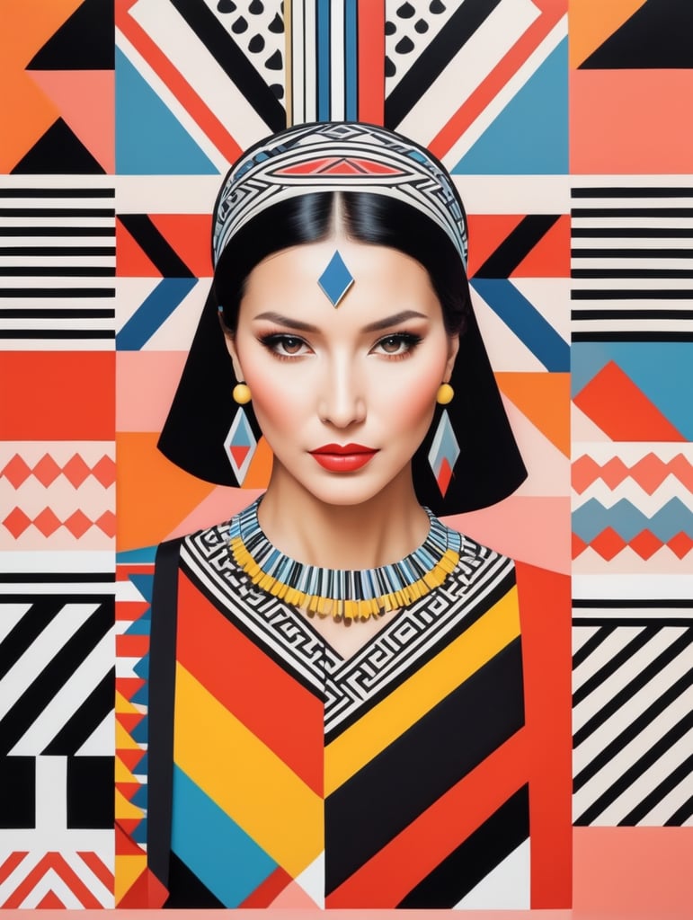 Pocahontas, Illustration, Painting, Visual, Arts, Pattern, France, style of Camille Walala