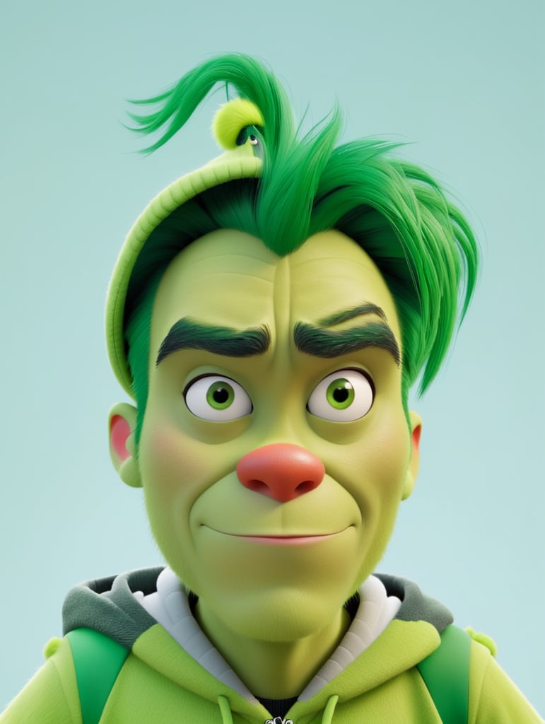 Grinch wearing hoodie and nike shoes