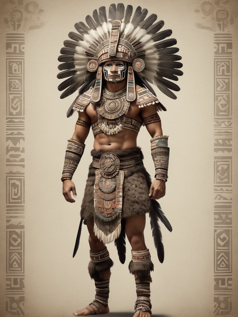 A full body picture of an aztec cuauhchicqueh.