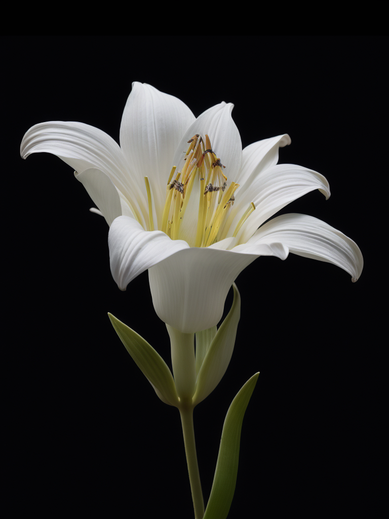lily flower, black background, deep colors, dark atmosphere, contrasting light