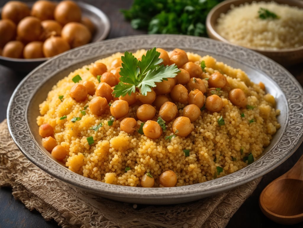 couscous, libyan dish, onion, Chickpea