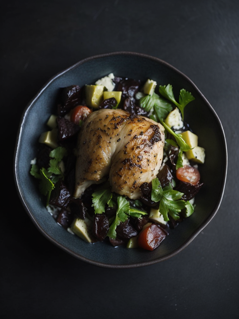 Chicken and Goat Cheese dish, photo, top view