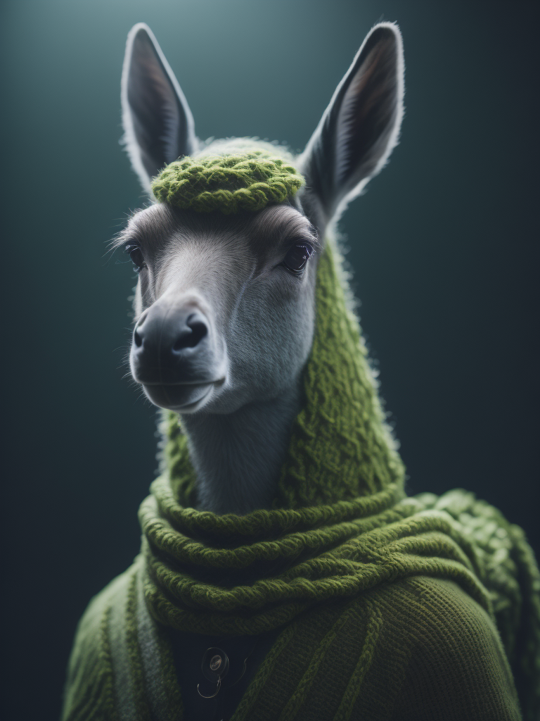 Knitted green lama