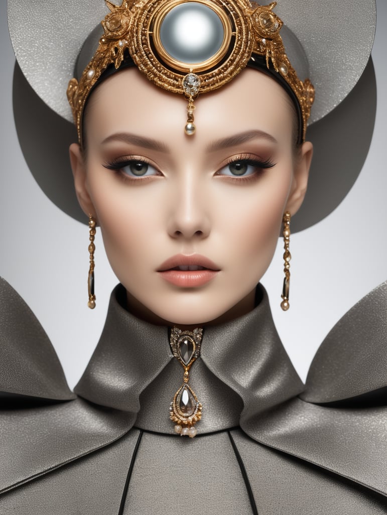 Innovative avant-garde art, deco fashion, fashion editorial, fashion photoshoot, elegant, luxury, clean, smooth, elegant, beautiful, highly detailed, sharp focus, studio photography, xf iq 4, 1 5 0 mp, 5 0 mm, iso 2 0 0, 1 1 6 0 s, adobe lightroom, rule of thirds, symmetrical balance, depth layering, polarizing filter, sense of depth, ai enhanced