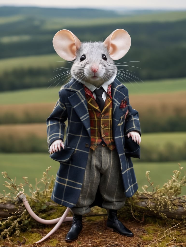 field mouse in plaid vivienne westwood outfit