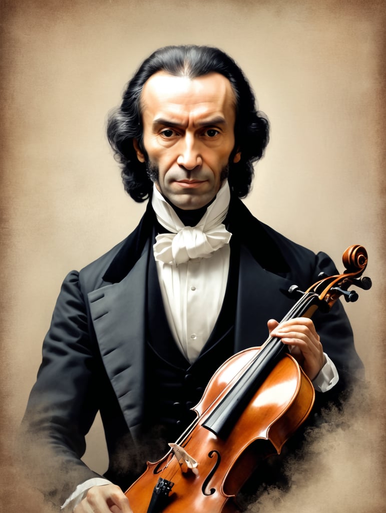 Portrait of Paganini - That is why Paganini is known as the devil's violinist.