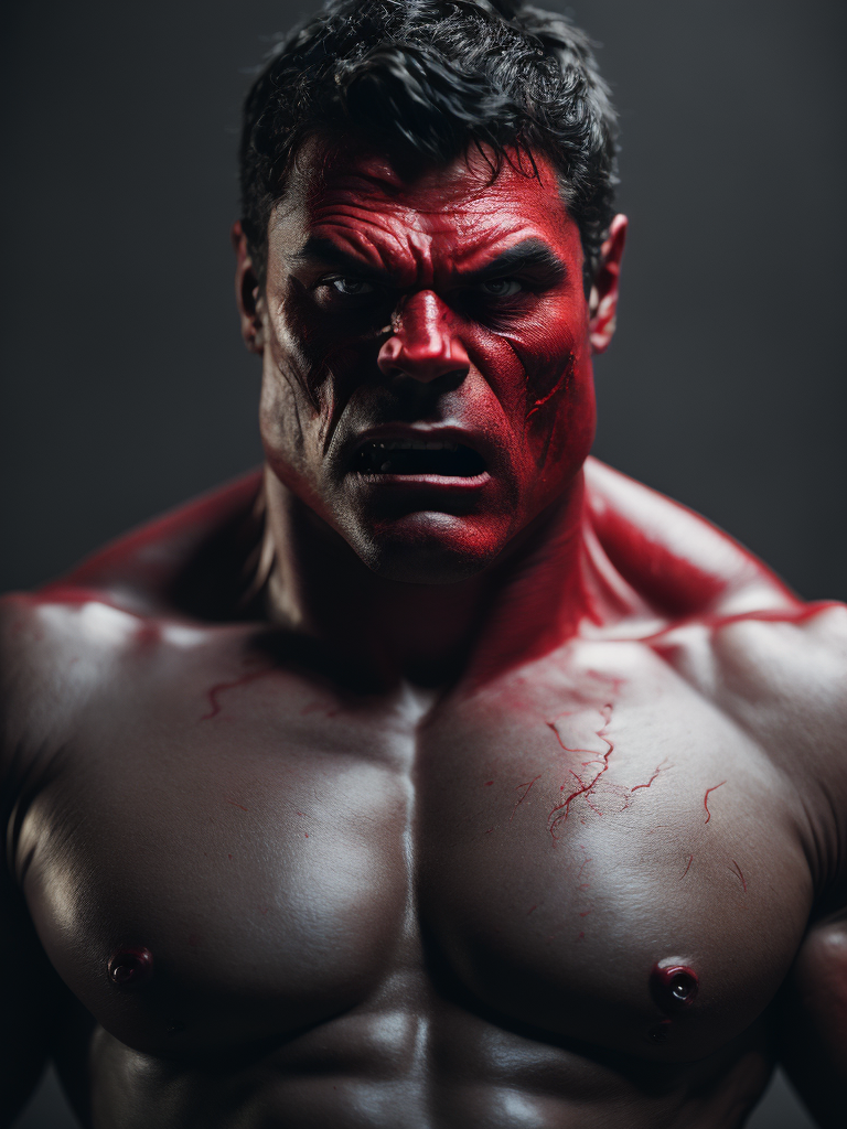 red hulk detailed face