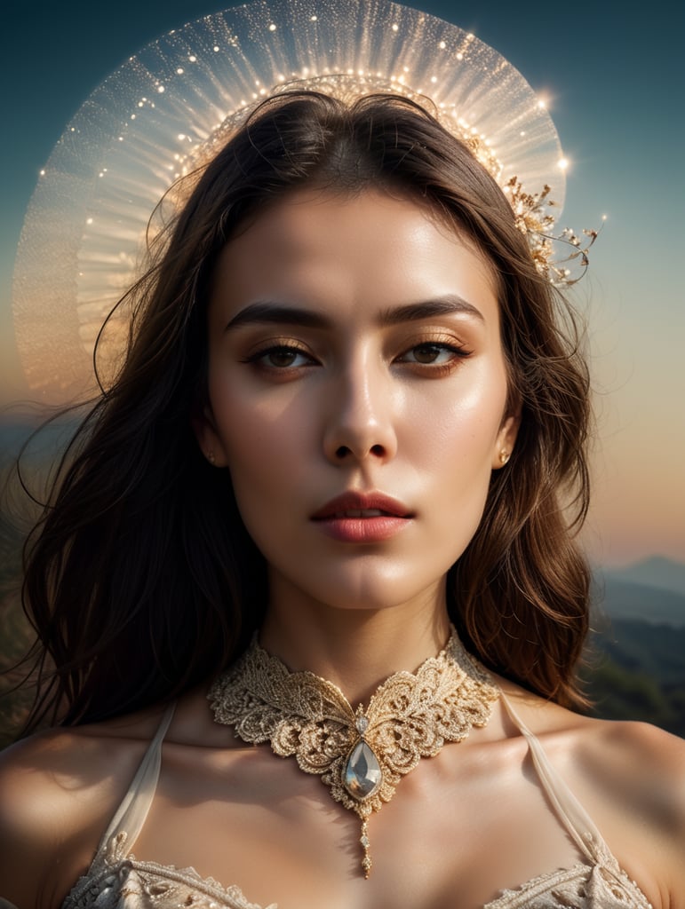 Surreal conceptual fashion photography, exposure solargram, strong intentional camera movement