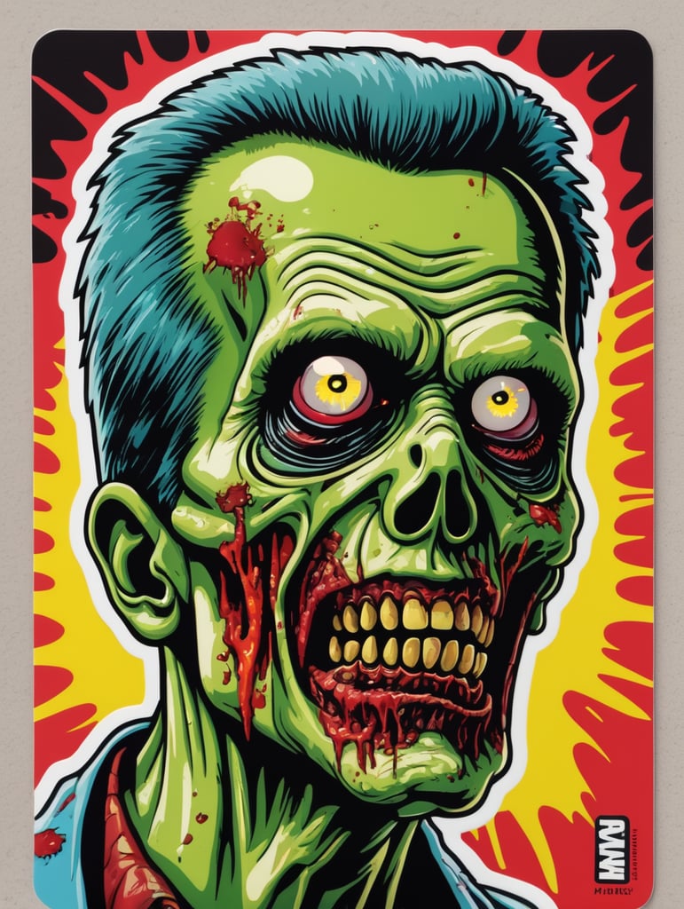 Pop art illustration, sticker, zombie alens