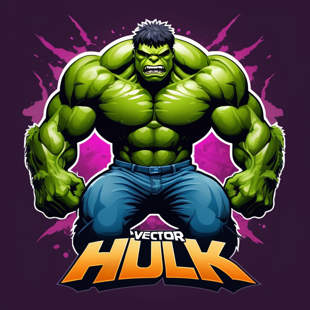 Vector Hulk smash mascot logo, e-gaming, bright colors, Gaming Logo, vector image