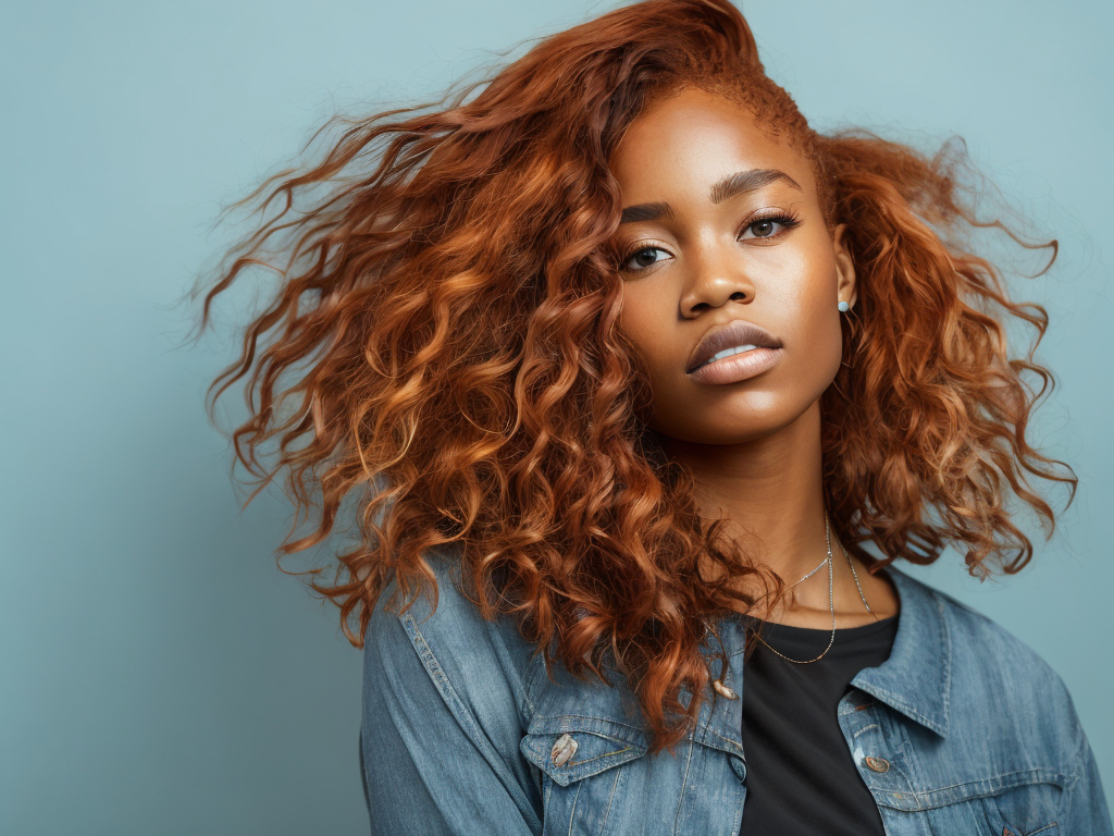 black girl with ginger hair, freckles on the face, professional photo, sharp on details