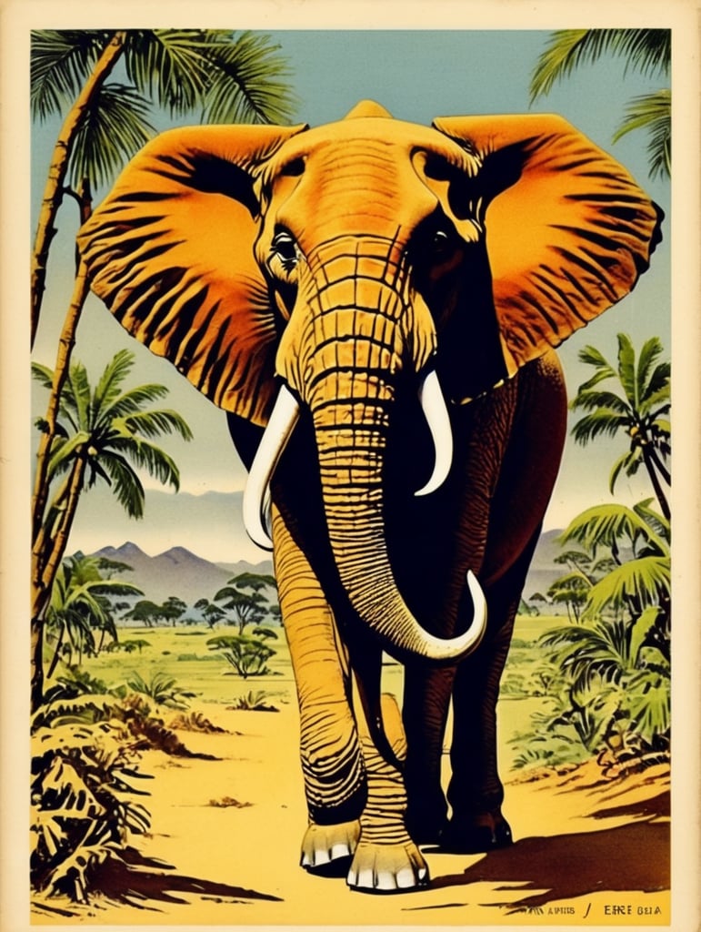 Africa, vintage Christmas postcard illustration