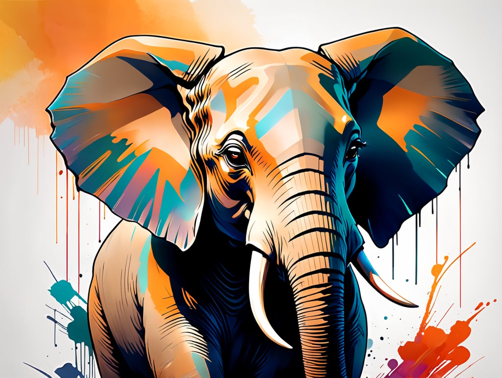 Masterpiece, Best quality, High resolution], [Vector image, Highly detailed, Flat design], [Colorful], [African elephant in simple sunrise background], [Soft lighting, Transparent background], [Simple, Vibrant colors, Nature-inspired, Majestic], [Worst quality, Low res, Blurry, Text, Watermark, Logo, Banner, Extra digits, Cropped, JPEG artifacts, Signature, Username, Error, Sketch, Duplicate, Ugly, Monochrome, Horror, Geometry, Mutation, Disgusting, Deformed structure