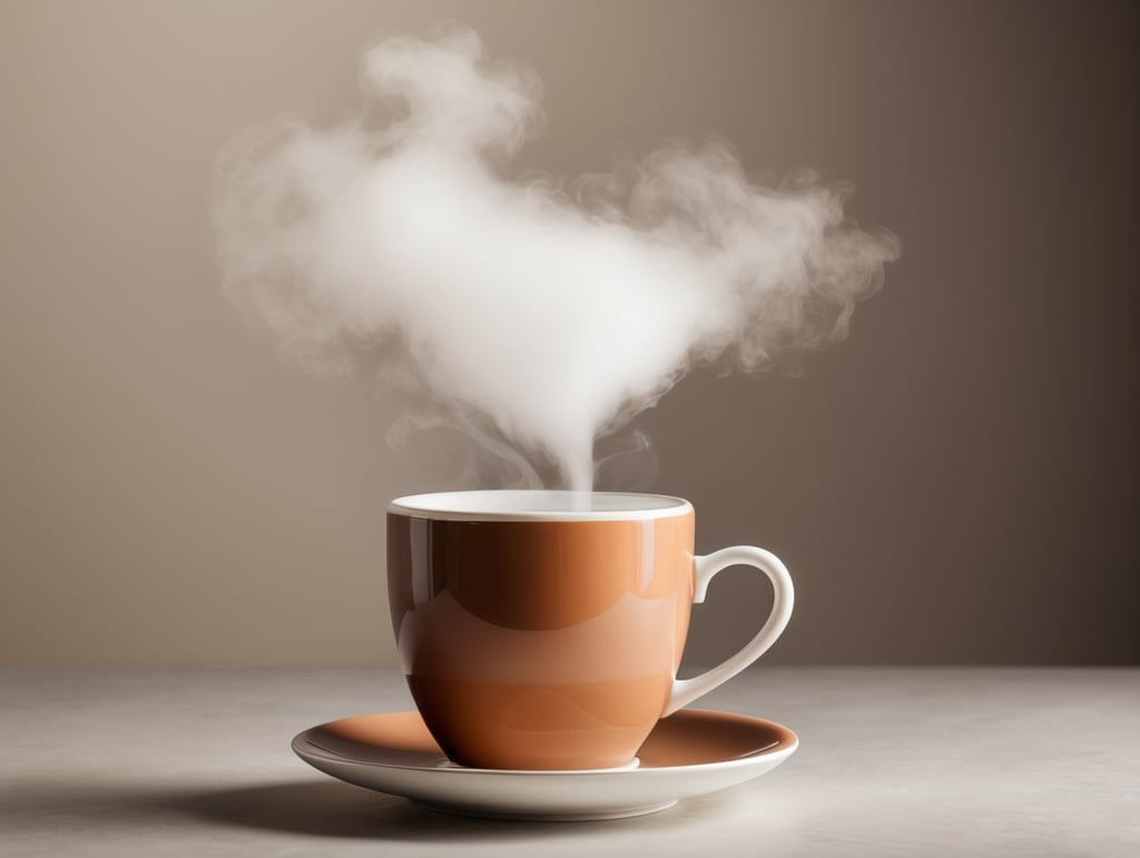 coffee cup on neutral background with steam rising from the cup