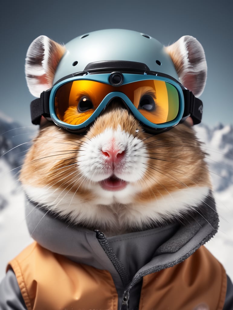 Hamster portrait with ski goggles