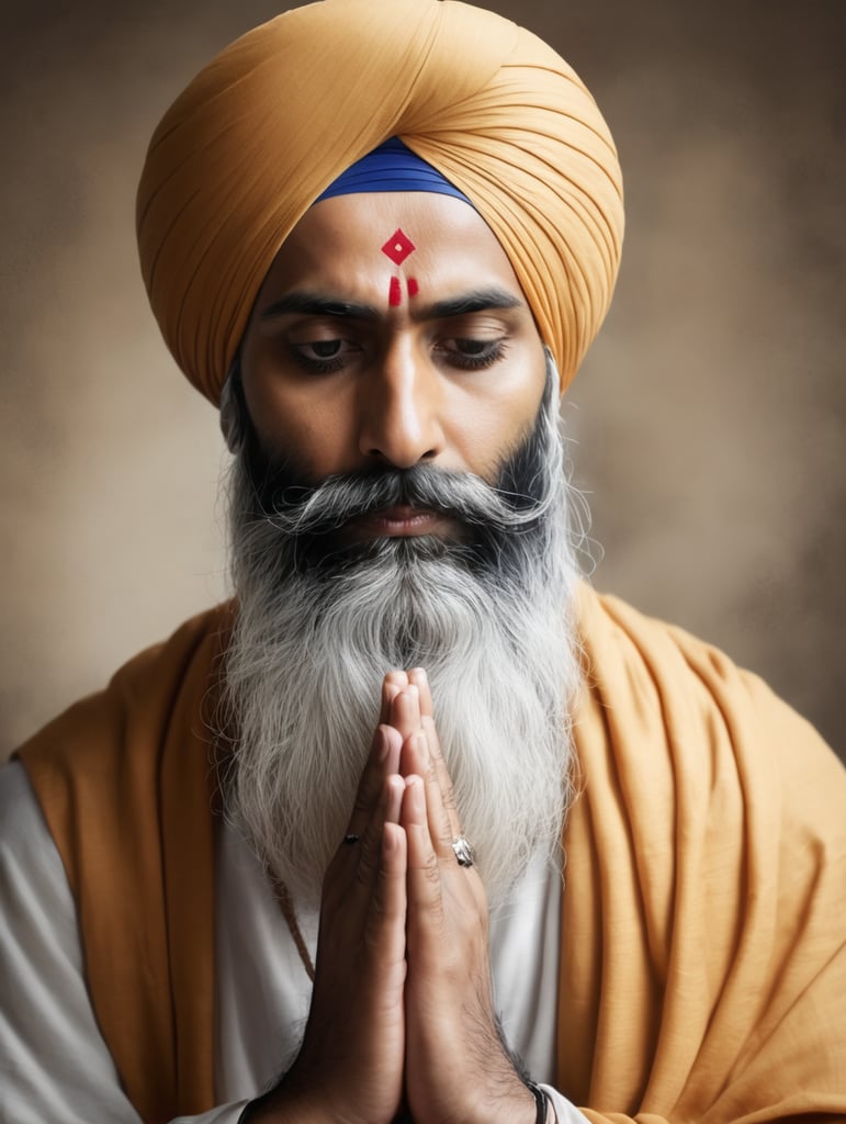 Sikh saint contemplating