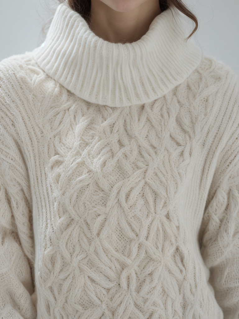 White woolen knited sweater