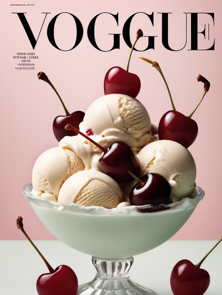 Ice cream with cherry on the cover of Vogue