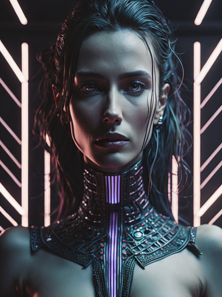 A cybernetic goddess, vaporwave aesthetic, colorful, psychedelic, digital painting, artstation, concept art, smooth, sharp focus, illustration