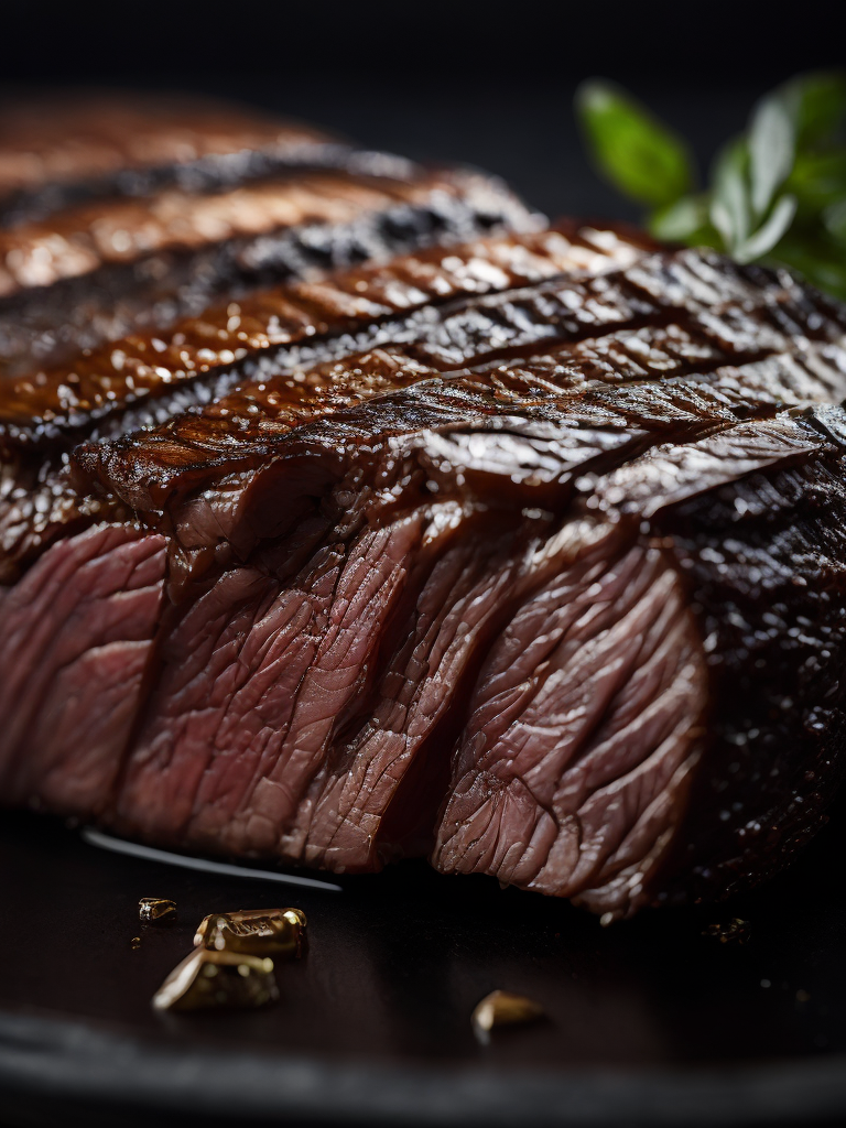 macro photography of a steak