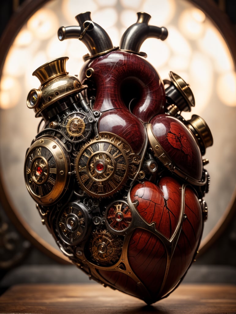 human heart made by a skilled craftsman in medieval steampunk style