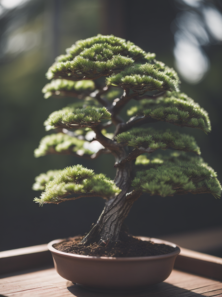 bonsai tree, tilt shift, depth of field