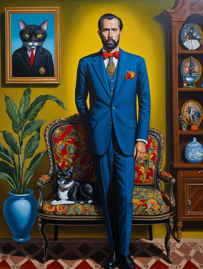 The man who took a debt for a house to death, mort gage, style of Catherine Nolin, Painting, Acrylic, Oil, Portrait, Interior, USA