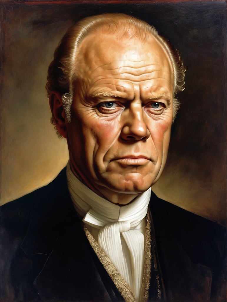 Portrait of Gerald Ford by Rembrandt Harmenszoon van Rijn, sad face, America, so sorry