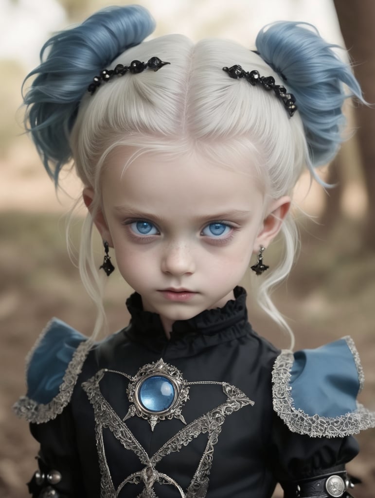 Saiyan, female, child, blue eyes, gothic clothing