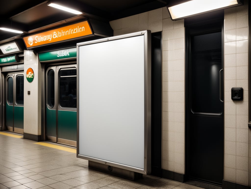 subway blank white billboard, mockup, mock up