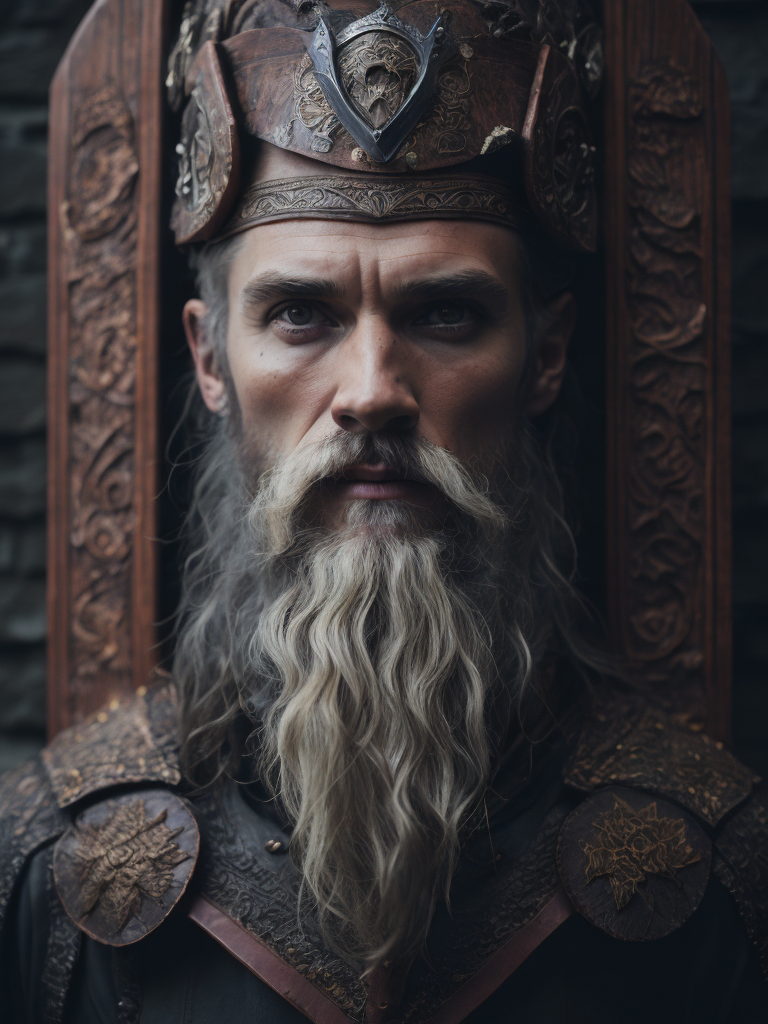 a wooden viking totem