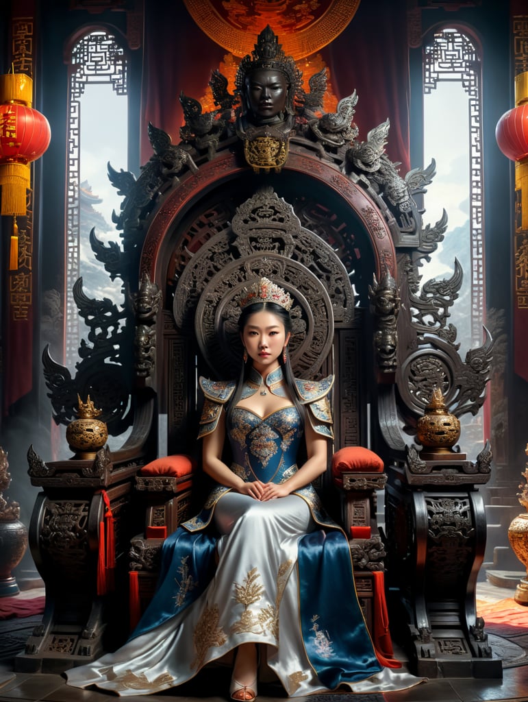 a chinese princess sitting in a throne