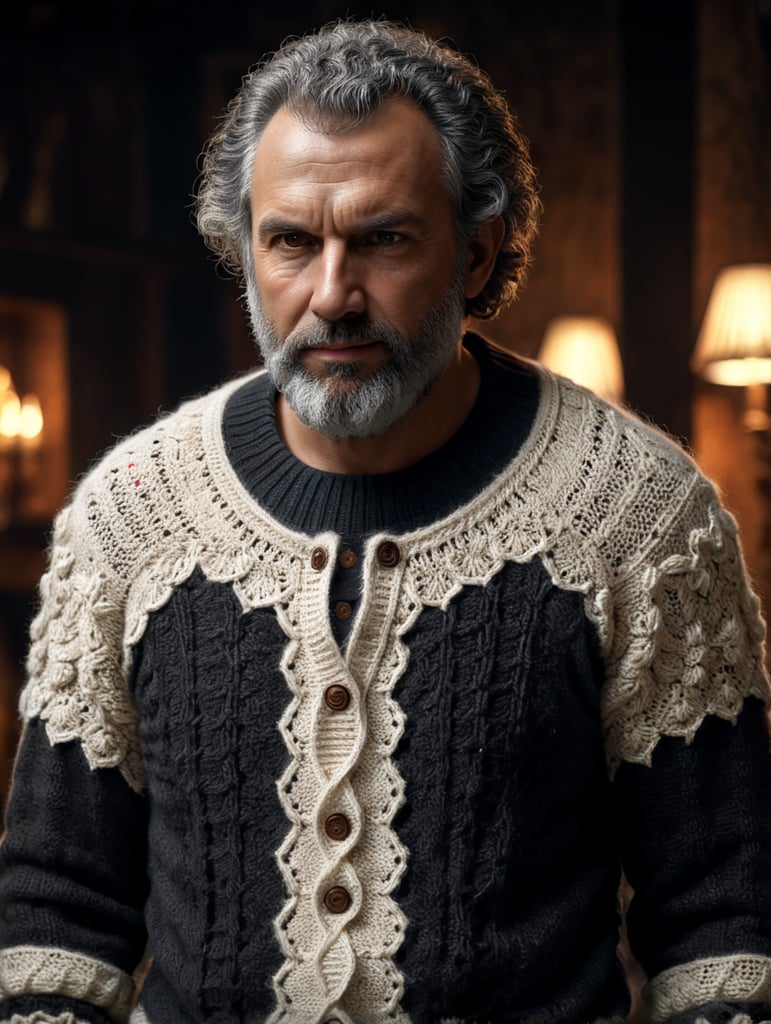 hirsute crocheted sweaters for sheeple, portrait