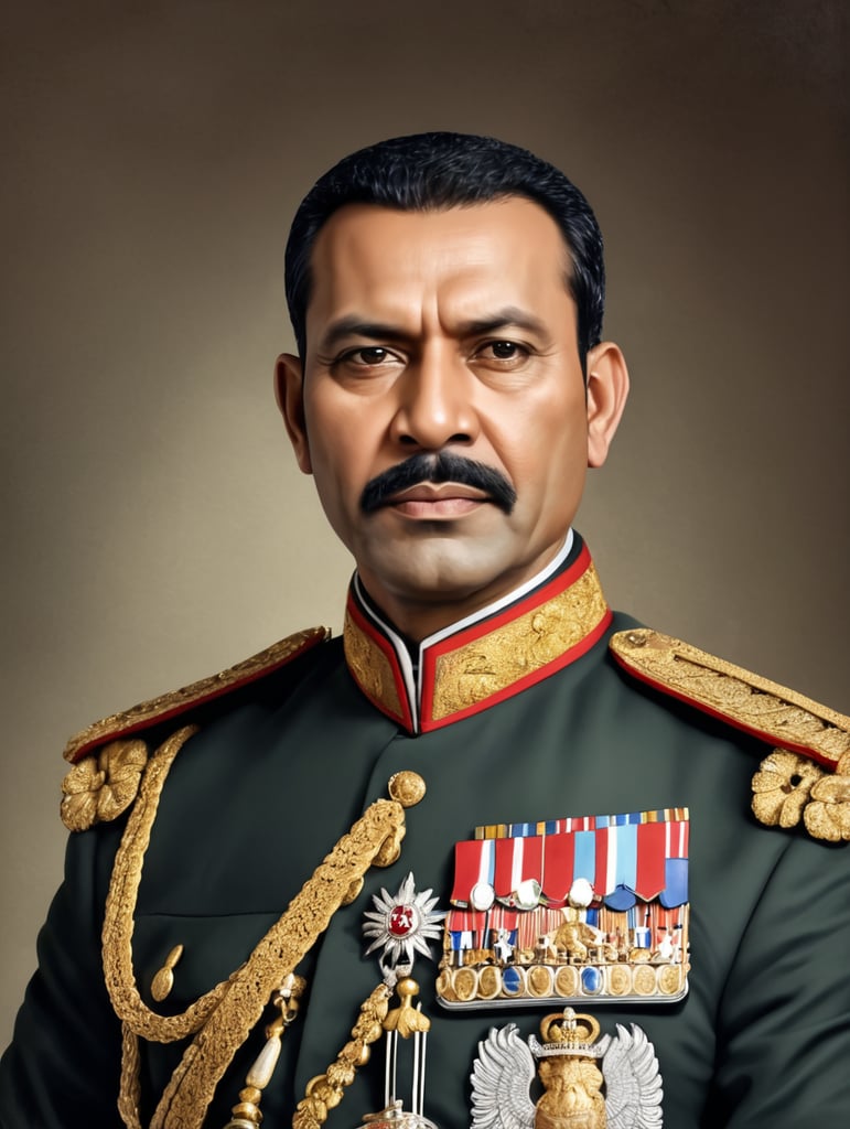 42 years old Kambodian King in military uniform