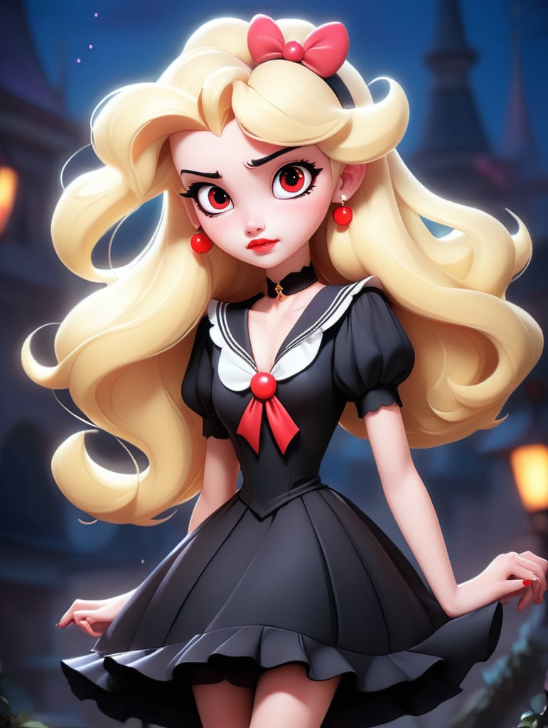 90's anime vintage anime vampire girl sailor moon red Eyes dark dress Moonlight black dress